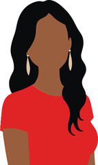 Faceless young woman in a flowing red dress depicted as a clean modern vector illustration with a minimalist aesthetic suitable for fashion or lifestyle designs