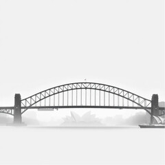 Fototapeta premium Sydney Harbour Bridge bathed in morning mist in Sydney at the height of a snowy winter