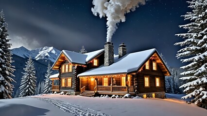 winter landscape with house