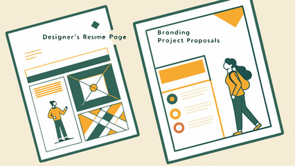 Illustrated Designers Resume and Branding Project Proposal Documents.