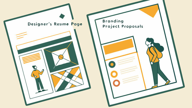 Illustrated Designers Resume and Branding Project Proposal Documents.