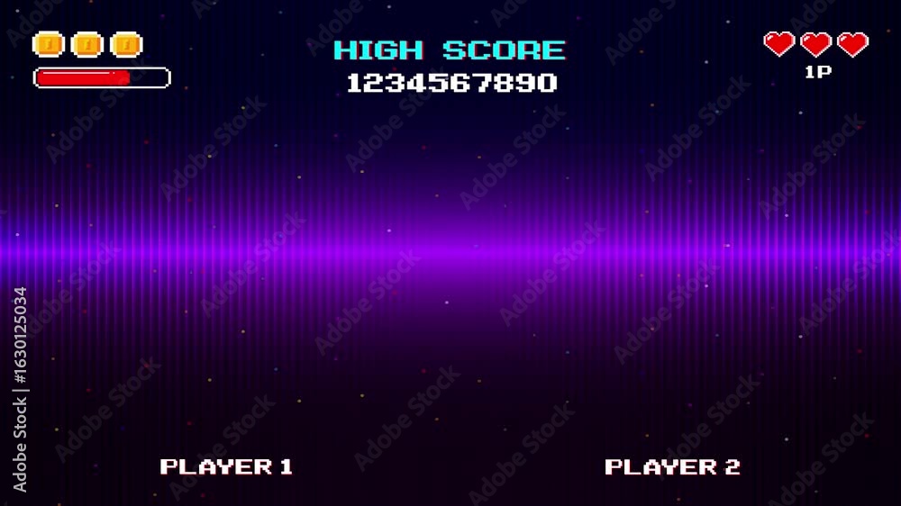 Poster start new game. press start button. pixel art .8 bit game. retro game. for game assets. retro futuri