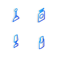 Set Isometric line Tube of hand cream, Milling cutter for manicure, and Nail icon. Vector