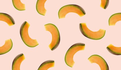 Melon fruits seamless pattern background
