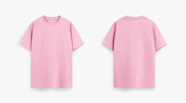 pink tshirt for mockup, pink tshirt flat lay photo, regular fit tshirt photo isolated on white background