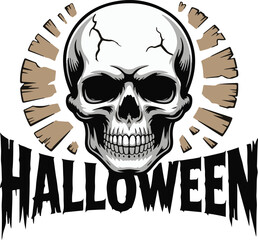 Happy Halloween skeleton with text banner vector.
