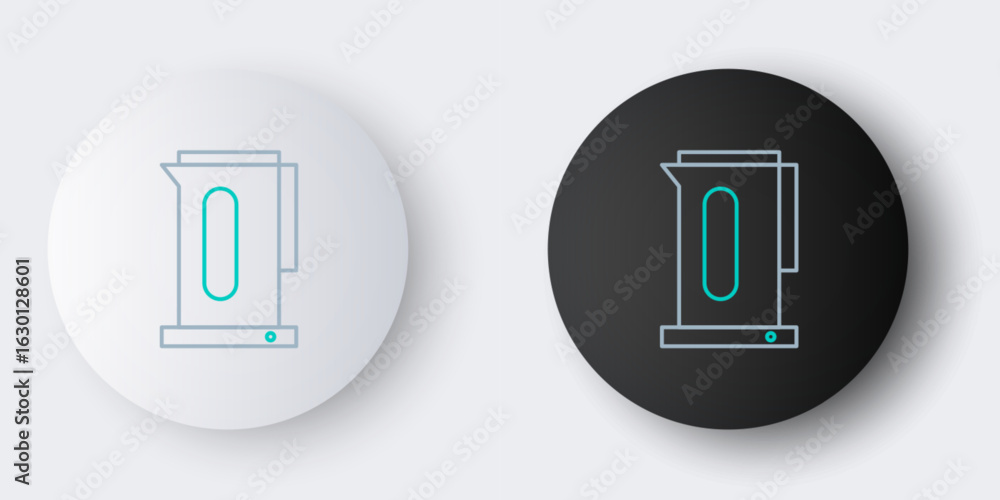 Poster line kettle with handle icon isolated on grey background. teapot icon. colorful outline concept. vec