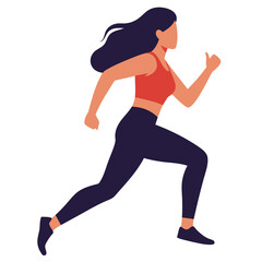 A woman is running, emphasizing sport, fitness, and a healthy lifestyle, isolated on white background