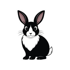 Adorable Black and White Bunny Rabbit Illustration Cartoon Image