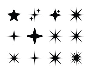 Obraz premium Black star and sparkle icons graphic.eps