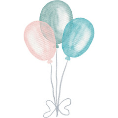 Digital watercolor birthday balloon clip art set. perfect for stickers, birthday invitation, nursery room decoration or birthday card