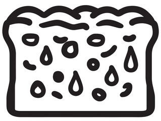 Fresh baked focaccia in stylish vector outline