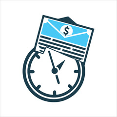 Payroll Services: Time and Payment Concept Payroll Services Clock with payment envelope overlay