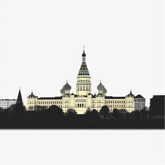 Fototapeta premium Kremlin glowing in Moscow in the calm of a spring dawn