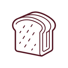 Slice of toast outline vector icon on white background. 