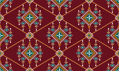 Tribal ethnic colorful geometric pattern, Digital vintage fabric, Traditional art