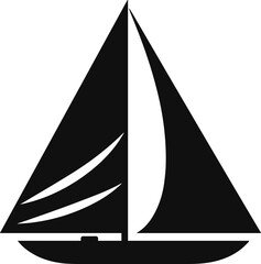Elegant Black Silhouette Sailboat Icon for Marine Travel and Nautical Adventures. Perfect for Logos, Web Design, and Leisure Activity Graphics.