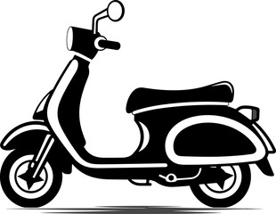 Timeless Black and White Scooter Illustration: Iconic Urban Mobility Vector Art for Design and Travel Concepts. Classic Moped Graphic.