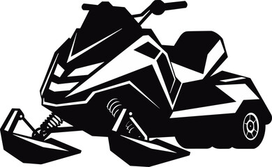 Dynamic black and white snowmobile illustration, perfect for winter sports, adventure, and outdoor recreation designs. Ideal vector icon for transport and leisure themes.