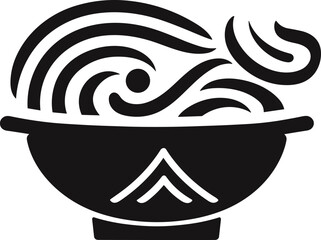 Elegant Black Silhouette of Steaming Noodles in a Bowl  Perfect for Asian Cuisine, Restaurant Menus, or Food Blog Graphics. Minimalist Vector Icon.