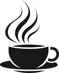 Elegant Steaming Coffee Cup Icon: Minimalist Black Silhouette Design for Warm Beverages, Cafe Logos, and Morning Comfort