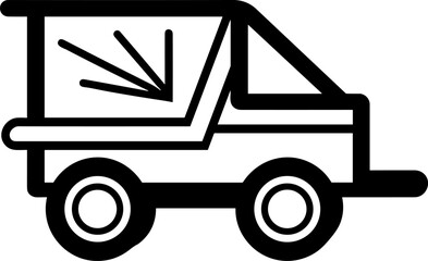 Elegant monochrome vector icon of a delivery van, capturing the essence of swift logistics, reliable shipping, and efficient parcel transport.