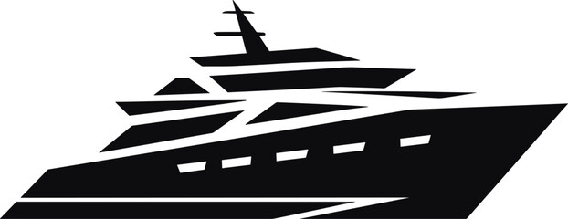 Elegant Luxury Yacht Silhouette Vector Icon for Marine Travel. Modern Watercraft Symbol for Ocean Adventures, Leisure, and Exclusive Journeys.
