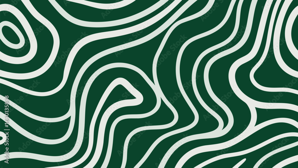 Poster abstract dark green background with white wavy lines creating a flowing and organic pattern design