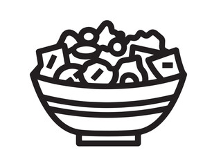 Fresh Greek salad bowl icon in minimal vector