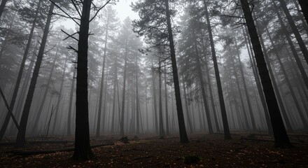 Naklejka premium Misty forest interior