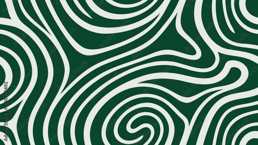 Poster abstract green and white pattern featuring swirling and curving lines creating a dynamic visual effe