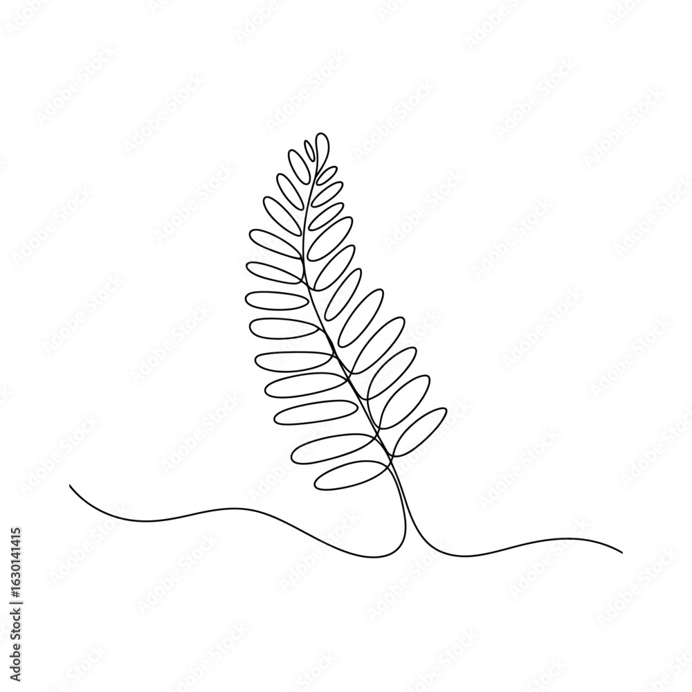 Poster minimalist line art illustration a fern frond aesthetically depicted using simple outlines creating 