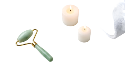 Spa and Wellness Essentials Flat Lay on White Background