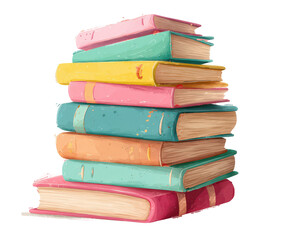 Stack of Books PNG Clipart – Transparent Background Illustration for School, Reading, Education, Library, Kids Projects and Classroom Decor