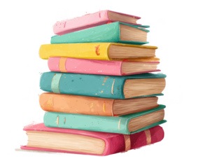 Stack of Books PNG Clipart – Transparent Background Illustration for School, Reading, Education, Library, Kids Projects and Classroom Decor