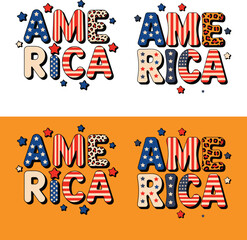 American flag stars stripes leopard print lettering