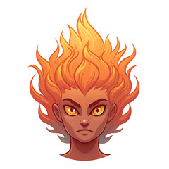 Fiery head of a mythical creature isolated on transparent background