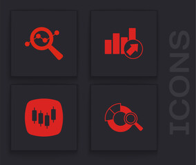 Set Search data analysis, Financial growth and Browser with stocks market icon. Vector