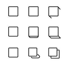 UI Shadow Icons. Outline icon set of UI shadow effects: drop shadow, inner shadow, long shadow, soft shadow, elevation shadow,