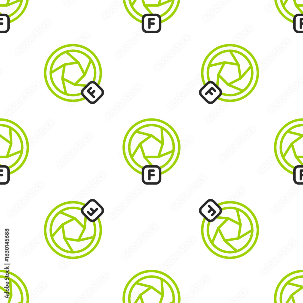 Poster line camera shutter icon isolated seamless pattern on white background. vector