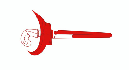 Red ceremonial knife on white background, perfect for cultural or historical projects needing a unique touch