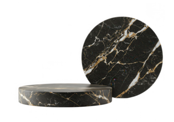 Black marble display podium isolated on transparent background
