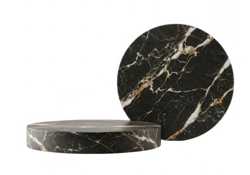 Black marble display podium isolated on transparent background - Powered by Adobe