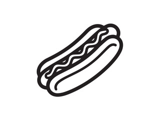 Grilled hot dog icon in outlined line drawing