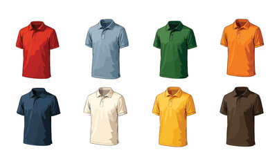 Vector Polo Shirt Set – Ideal for Fashion Mockups, Apparel Design, Clothing Store & Uniform Illustration