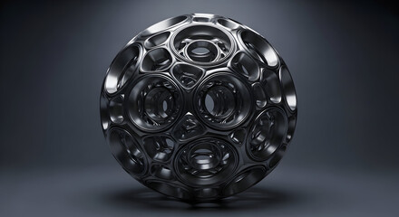Intricate dark metallic sphere design