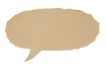 Torn cardboard speech bubble isolated on transparent background