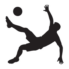Dynamic Footballer Mid Air in Powerful Jump Kick Pose