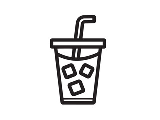 Obraz premium Minimal iced coffee drink icon in 2D line style