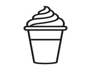 Flat iced matcha tea icon in outlined vector form
